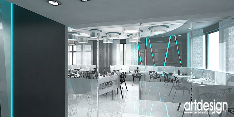 nowoczesny projekt wnętrza hotelu - restauracja