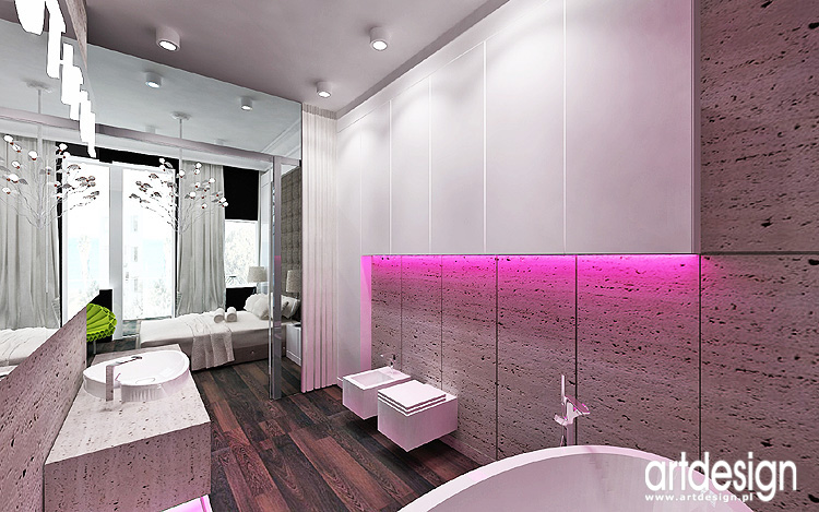 nowoczesne wnętrze łazienki przy sypialni - projekt architektury wnętrz
