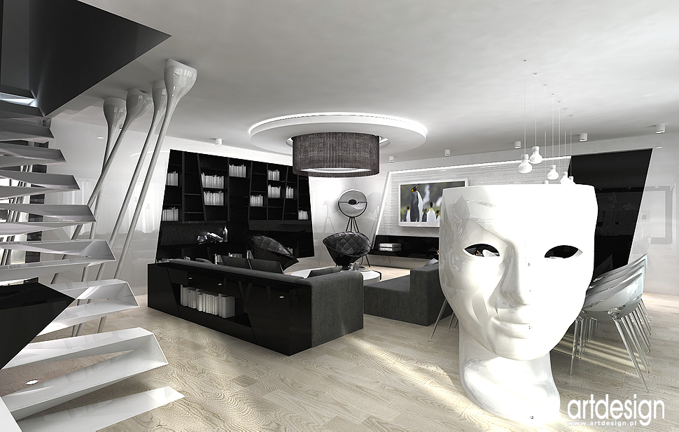 projekt wnętrz luksusowego apartamentu - salon
