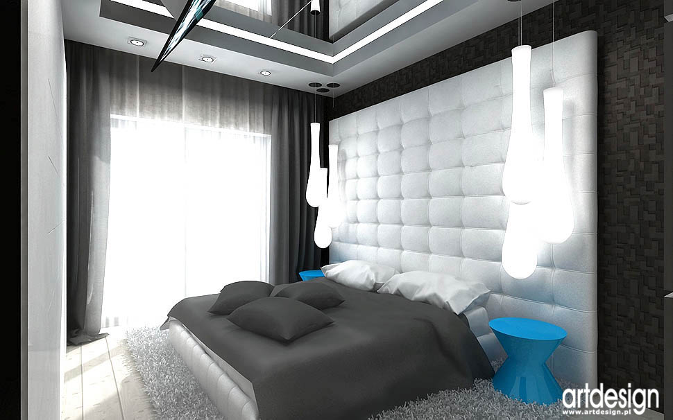 wnetrze sypialni w nowoczesnym domu architektura design