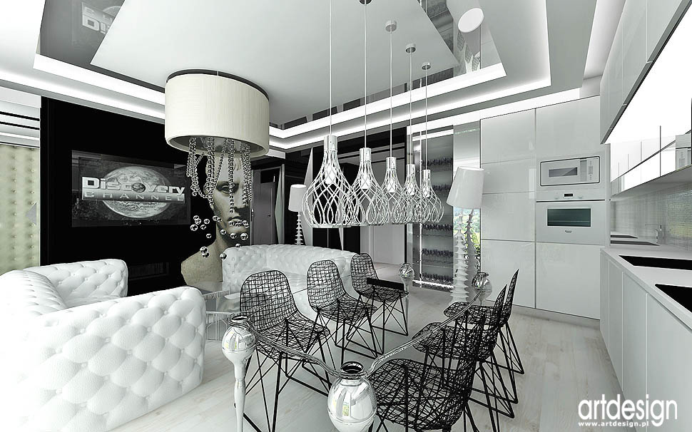 architektura wnetrza apartament nowoczesny design salon kuchnia jadalnia