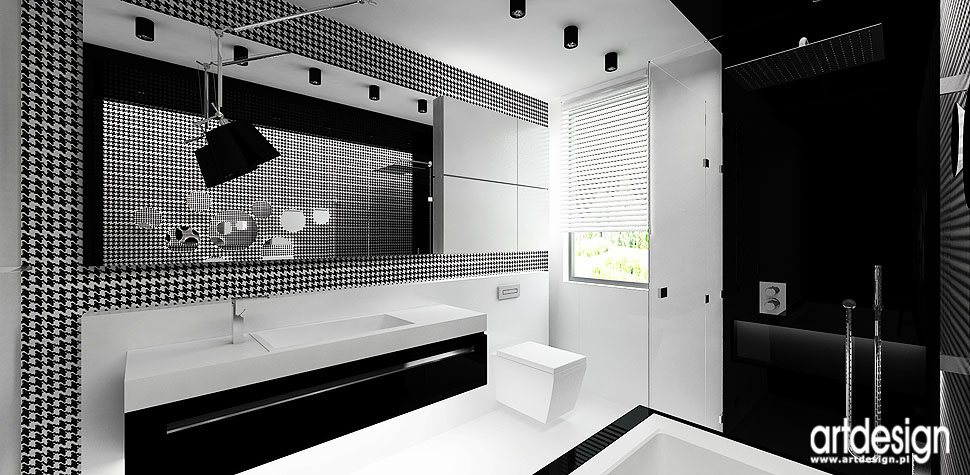 łazienka czarno biała wnętrza design aranżacje