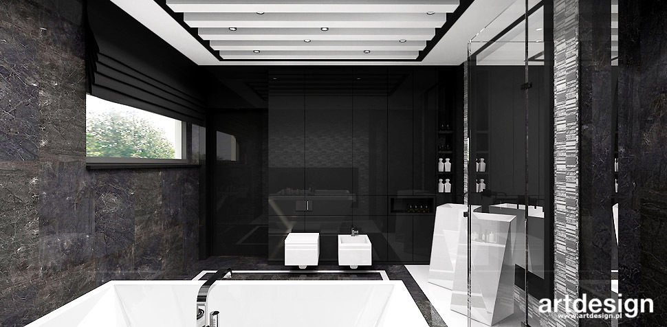 czarno biała łazienka