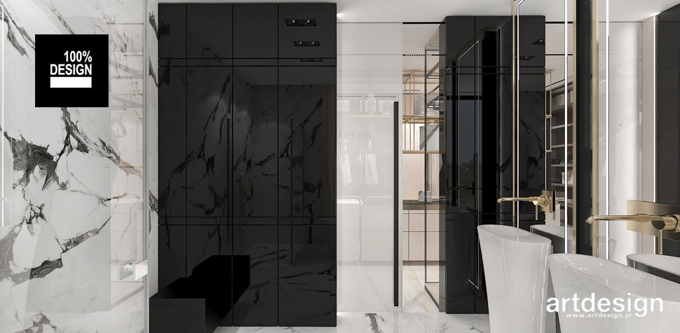 projektowanie biało-czarna łazienka